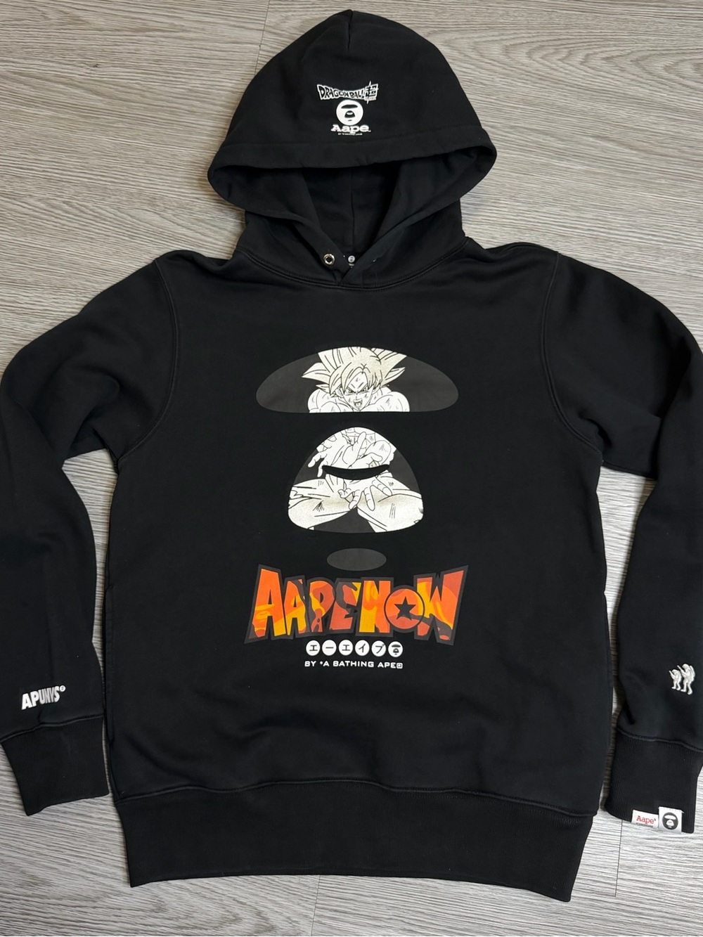 AAPE x Dragon Ball Super Sweatshirt Black A Bathing Ape Anime Men’s Sz M 2018